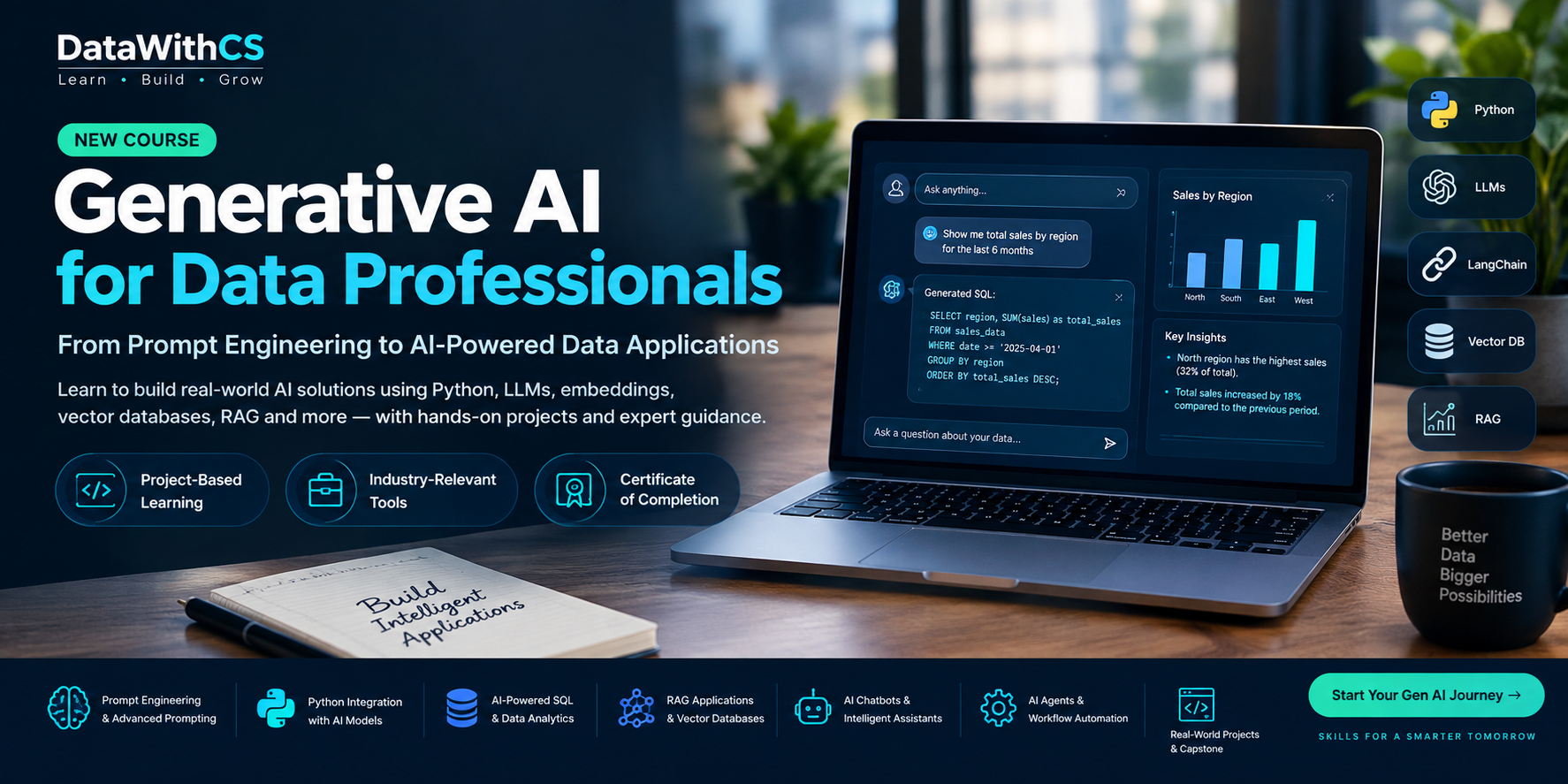 Generative AI for Data Professionals  — course promotional image